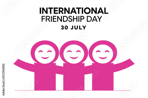 International Friendship Day: A vibrant illustration celebrating the spirit of camaraderie, featuring a heartwarming depiction of three embracing figures, united in shared joy, as a symbol of unity.