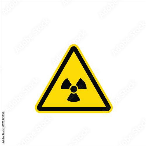 Radiation Hazard Warning Sign on Yellow Triangle. Radiation hazard symbol sign of radhaz threat alert icon.