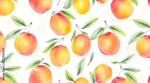 Seamless Mango pattern with delicate textures and warm hues, ideal for cheerful and playful creative projects
