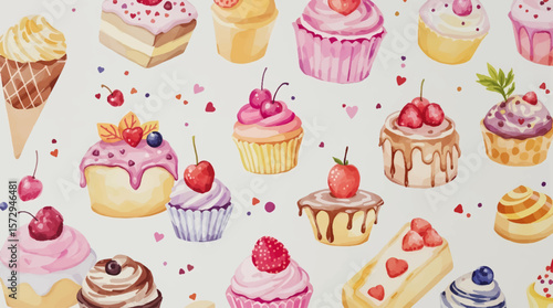 seamless pattern with cupcakes