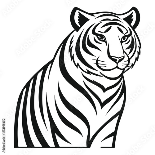 Wallpaper Mural Stylized Tiger Silhouette Illustration in Monochrome for Tribal or Wildlife Art Torontodigital.ca