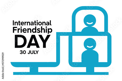 International Friendship Day Concept: Celebrated through a visual depiction of online connections and virtual togetherness, rendered in a clean, modern style to convey camaraderie and worldwide bonds.