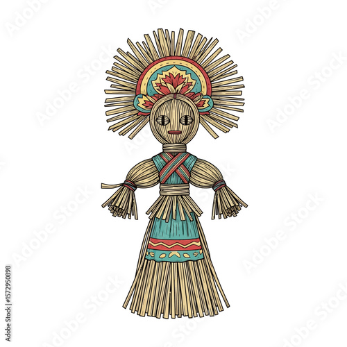 Woven straw figure representing the wiccan holiday llamas and symbol of Lammas  