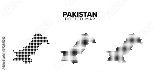 Set of Pakistan dotted map vector on white isolated