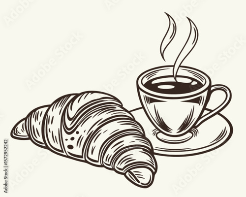 cup of coffee and croissant