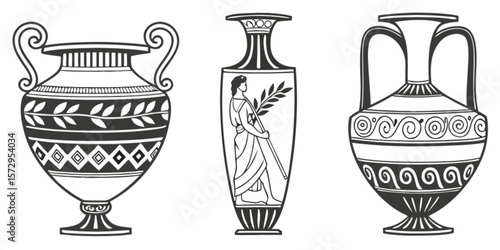 Ancient Greek amphora: antique ceramic art with traditional decoration