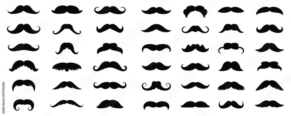 A COLLECTION OF BLACK MUSTACH SILHOUETTE A COLLECTION OF BLACK MUSTACH SILHOUETTE