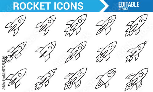 Icons of Space Travel, Rockets, and Spacecraft for Innovation and Exploration