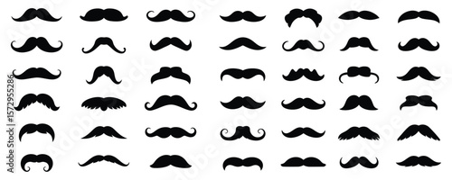 A COLLECTION OF BLACK MUSTACH SILHOUETTE