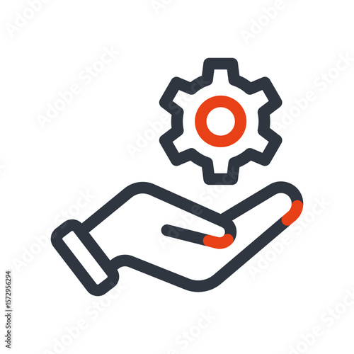 Hand Holding a Gear Icon Representing Service or Management