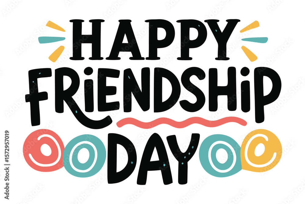 Obraz premium Friendship Day Celebration: A vibrant and joyful typographical design for Friendship Day, celebrating the essence of connection and the bond between friends.