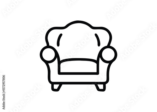 Silhouette of armchair isolated on a white background