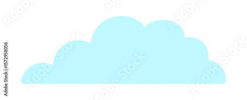 手描きの水色の雲のイラスト - シンプルでかわいい横長の雲型のフレーム･あしらいの素材