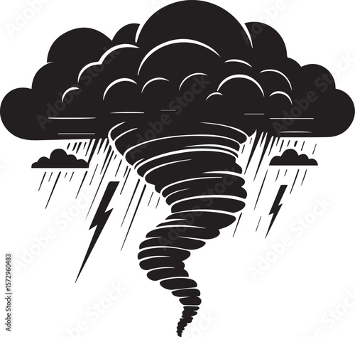 Tornado storm Black and white vector