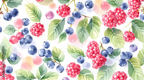 Hand-painted berries and floral accents scattered across a gentle background, capturing beauty, harmony, and a fresh garden aesthetic