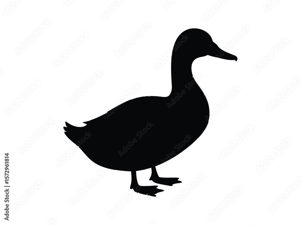 A minimalist silhouette illustration of a duck in a white background A minimalist silhouette illustration of a duck in a white background
