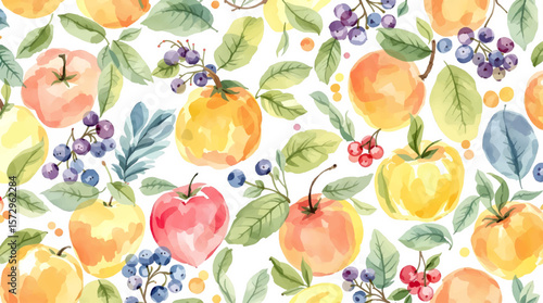 dfssaoub54dhigncrm7lFresh summer fruits watercolor seamless pattern on clean white background design