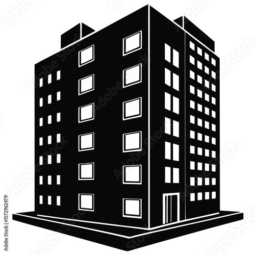 Apartment Building single vector shilhouette 