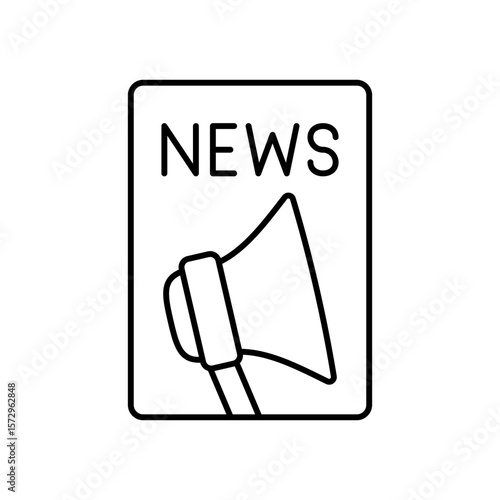 News Information Report Headline Line Icon