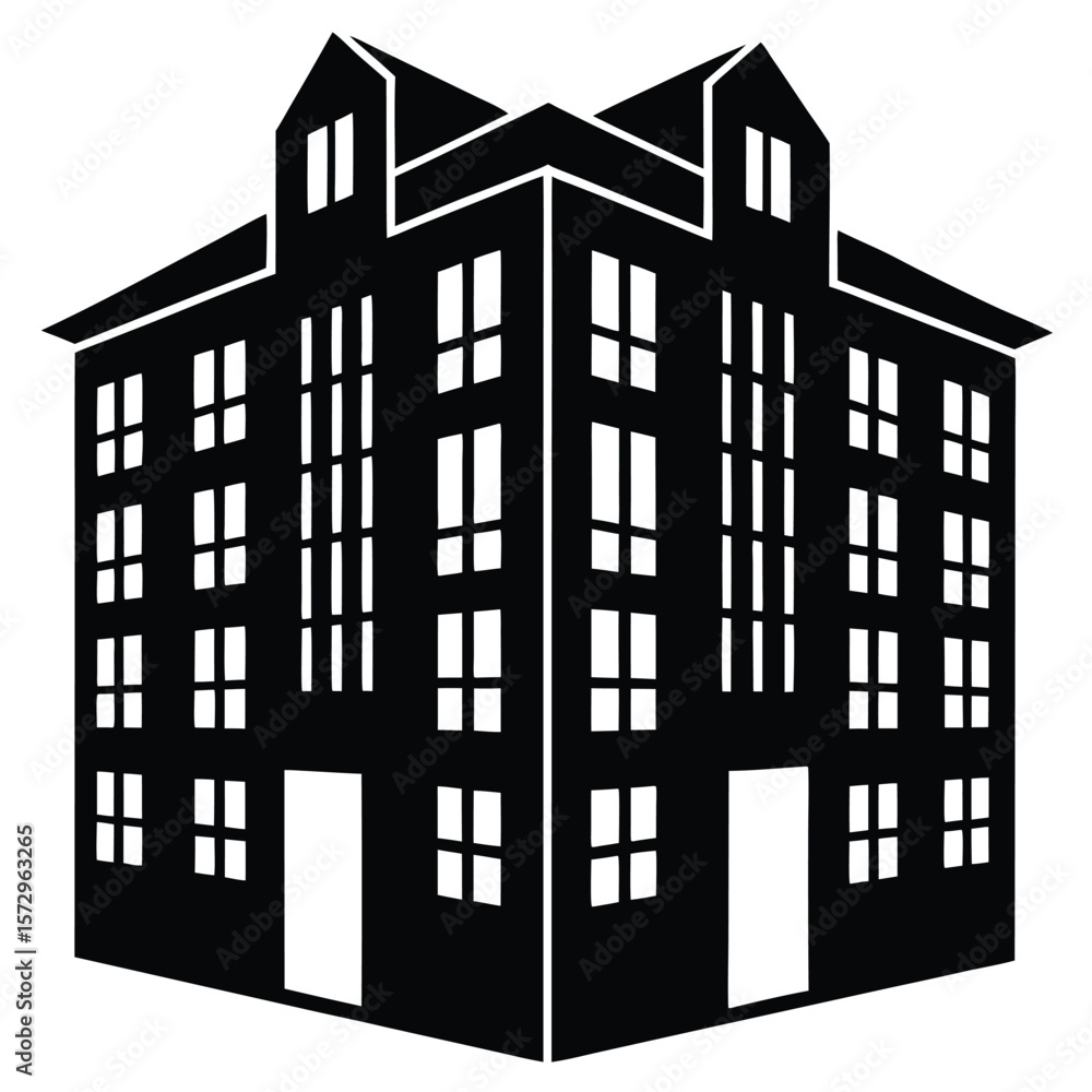 Fototapeta premium Apartment Building single vector shilhouette