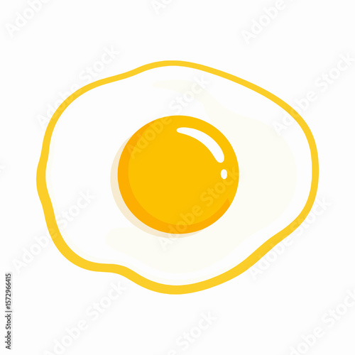 Fried Egg with Yellow Yolk and White Albumen Breakfast Concept Isolated on White Background