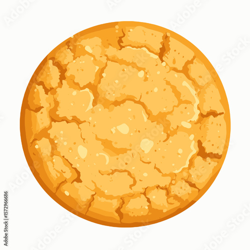Golden Brown Crumbled Cookie Isolated on White Background Detail Close Up