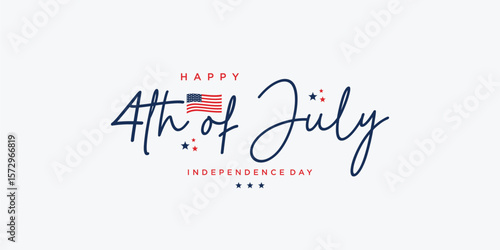 Happy 4th of July Typography Design. Happy independence day. July fourth banner for independence day.