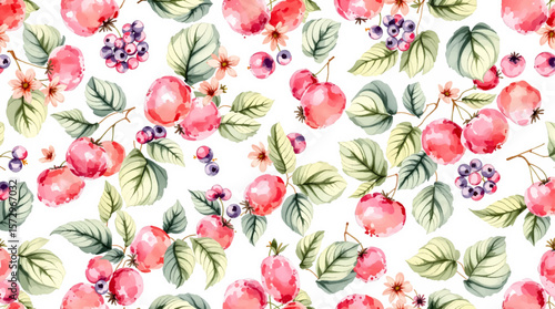 Soft watercolor berries with natural tones, creating a light and refreshing botanical composition