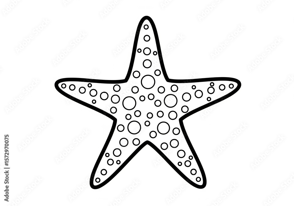Obraz premium Simple Starfish Line Art Drawing for Coloring