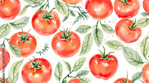 tomatoes seamless background watercolor