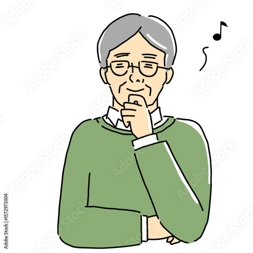 笑顔のシニア男性のイラスト