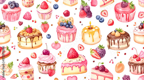 seamless pattern with cupcakes