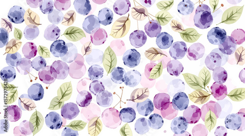 Hand-painted berries in rich blue and purple tones, forming a seamless design inspired by freshness, harmony, and botanical beauty