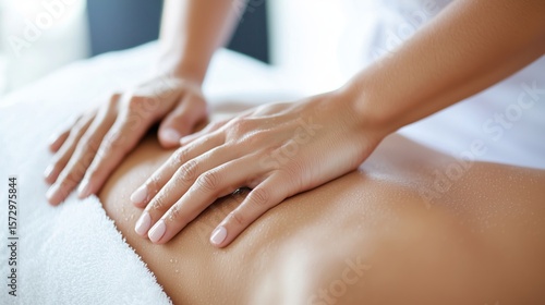 Wallpaper Mural Soothing Massage Therapy with Gentle Hands and Relaxed Client on Soft Towel in Spa Environment Torontodigital.ca