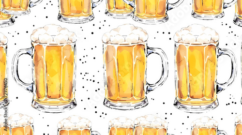 glass of beer on yellow background