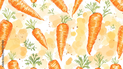 Seamless pattern with carrots watercolor
