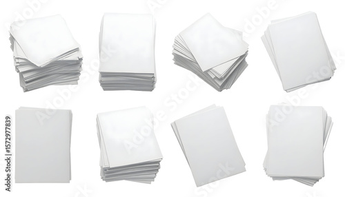 Wallpaper Mural Neatly Stacked White Paper Sheets in Various Piles and Angles Torontodigital.ca