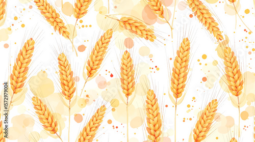 Watercolor golden wheat background