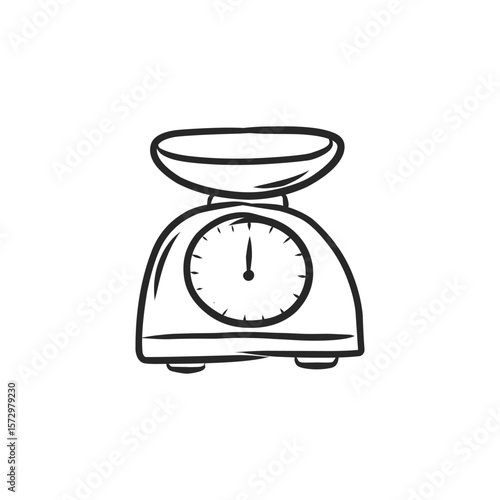 Simple Outline Drawing of an Analog Kitchen Scale, Perfect for Baking and Food Prep