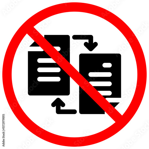 No Data Transfer Sign Symbol with Red Circle and Line