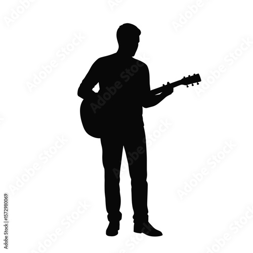 Silhouette of Man Playing Acoustic Guitar, Musician, Music Concert