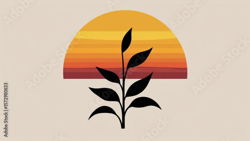 Sunset Botanical Silhouette