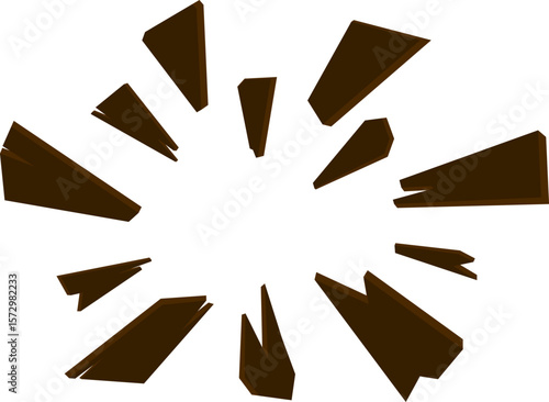 The brown hemisphere is crushed like glass flying upwards with a simple vector style