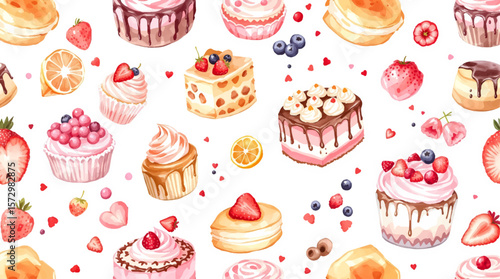 seamless pattern with cupcakes