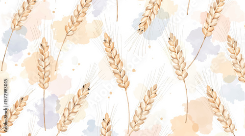 Watercolor golden wheat background