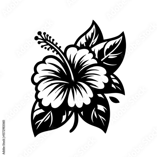 hibiscus summer tropical flower vector icon