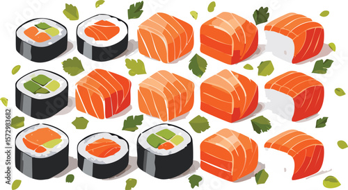 salmon cubes, raw diced salmon, fresh sashimi cut, cutout png.food, dinner, cooking, seafood, salmon - seafood, slice of food, steak tartare, wood - material, horizontal, no people,vector