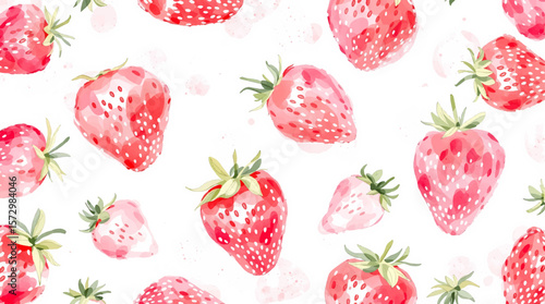 strawberry seamless background watercolor