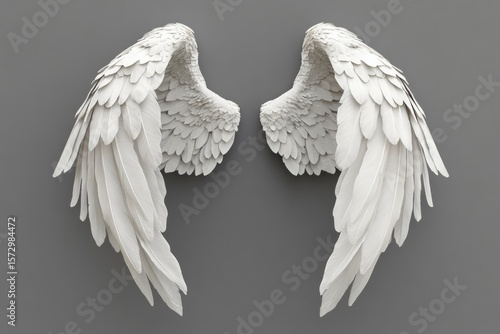 Elegant white angel wings displayed