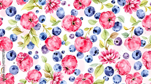A vibrant yet gentle berry pattern with subtle details, evoking freshness, color balance, and the beauty of natural forms